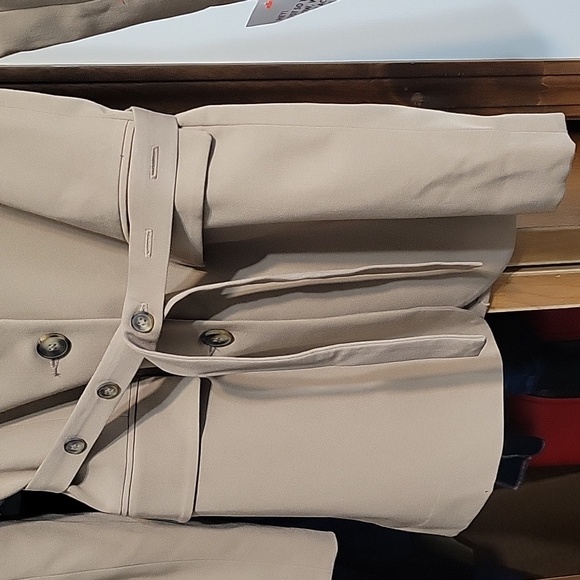 Topshop Belted Jacket Long Blazer Size 2 Tan Khaki Jacket Women's - Picture 6 of 13